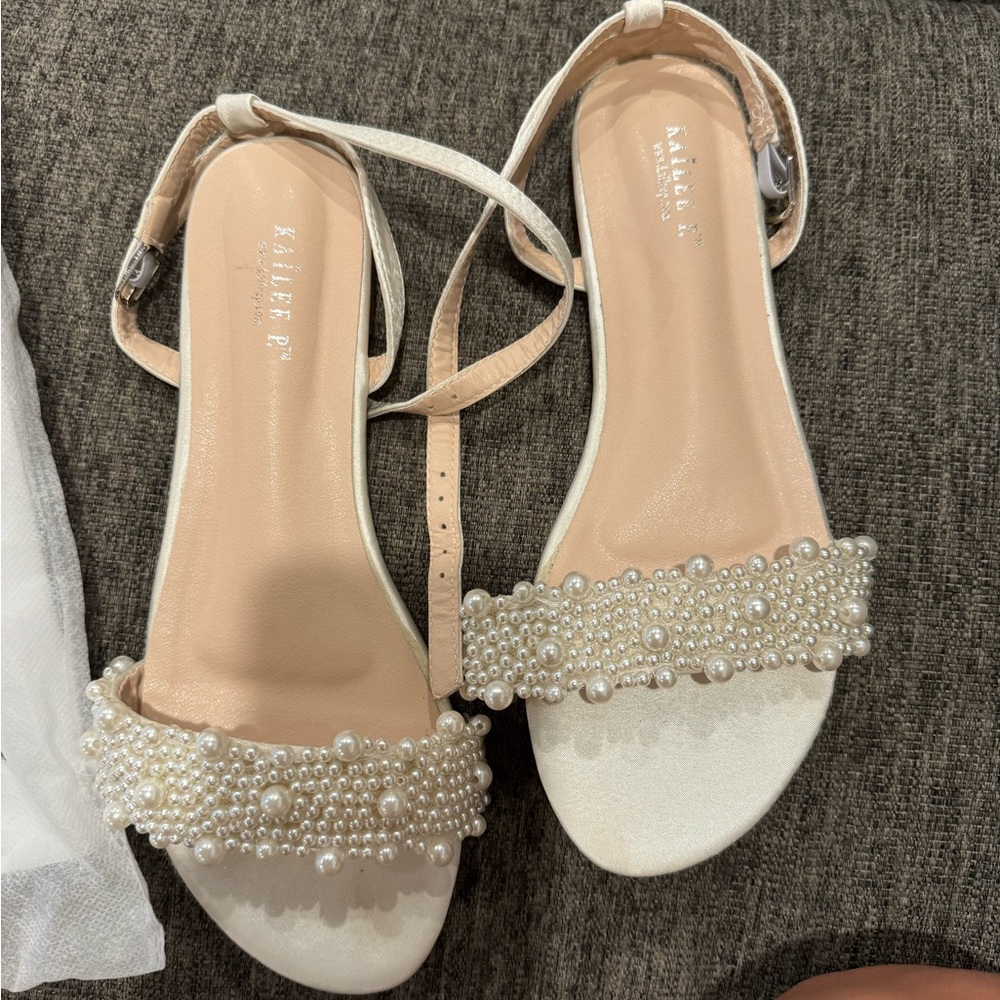 Kailee P wedding sandal with pearl detail